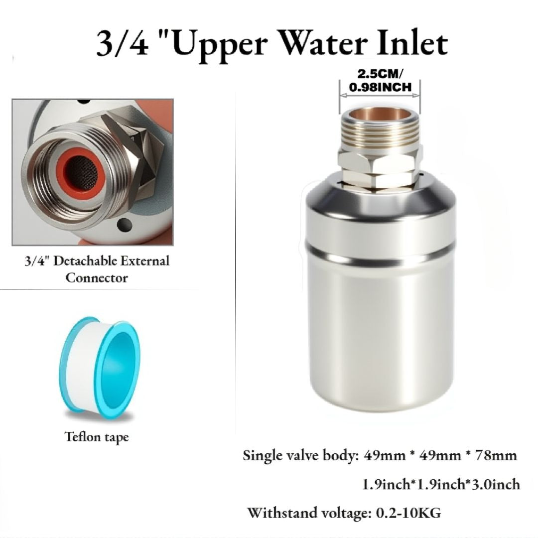 304 Stainless Steel Float Valve - Non-Electric Water Level Controller for Tanks, Cisterns & Troughs (Available in 1/2", 3/4", 1")